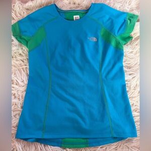 The North Face FlashDry Blue & Green Performance Tee Women’s Small